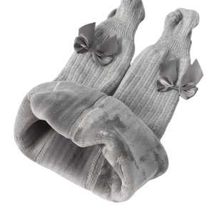 Invierno grueso polar esponjoso térmico niño niñas medias moda lindo Lazo de cinta Color sólido borroso cálido <span class=keywords><strong>niños</strong></span> pantimedias - Product Image 1