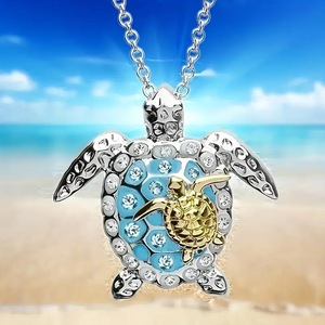 Collana pendente bicolore tartaruga marina-gioielli Unisex da spiaggia - Product Image 4