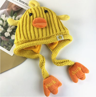 Nouveauté : Bonnet bébé en tricot jacquard personnalisé avec bouton, chapeau amusant en acrylique à motif animal pour enfants, voyage en plein air