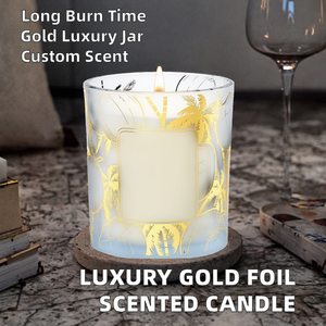 Velas Aromáticas de Lujo con Cera de Abeja y Lámina Dorada, Ecológicas, Venta al por Mayor de Fábrica, Personalizadas, en Frascos de Vidrio Multicolor, Aromaterapia para el Hogar - Product Image 2