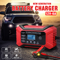 Chargeur de batterie de voiture portable 12V Garantie 1 an Sortie 12V/6A Compatible avec les batteries au plomb-acide Entrée 110-240V Utilisation en cas d'urgence
