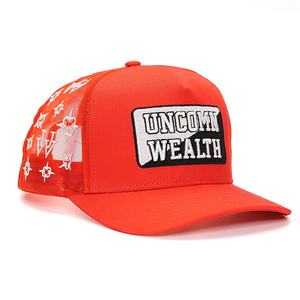 หมวกแก๊ปตาข่ายผ้าฝ้ายปักลาย 5 ชิ้น ขายส่ง สีแดง - Product Image 4