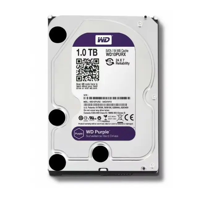 무료 배송 하드 드라이브 디스크 보라색 HDD WD10PURX 1TB 디스코 Rigido SATA 비디오 레코더 시스템 감시 내부 하드 드라이브