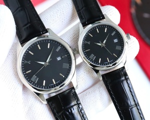 Reloj de Pulsera Mecánico para Hombre con Esfera Negra, Correa de Cuero con Patrón de Cocodrilo Negro y Visualización de Fecha Omegaes - Product Image 1