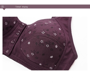 Reggiseno con bottone anteriore in cotone di mezza età e anziani da donna taglie forti senza anello in acciaio stile reggiseno sottile Anti-fasciante reggiseno - Product Image 4