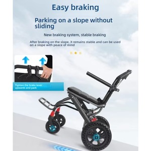 Cheap Children's wheelchairs folding light small portable aircraft aluminum alloy ultra-lightweight trolley scooter - Product Image 2
