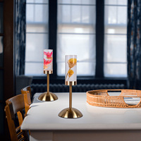 Nouvelle Lampe de Bureau LED en Acrylique avec Fleurs Préservées, Style Européen, Contrôle Tactile, Lumière Chaude Dimmable, Veilleuse pour Chambre