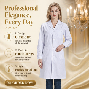 <span class=keywords><strong>Camice</strong></span> da Laboratorio in Poliestere Dacron Bianco, Manica Lunga con Logo, per Studenti, Farmacisti, Ospedali, Medici, Estetisti e Laboratori Medici - Product Image 2