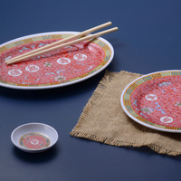Assiette de service ronde bleue et blanche à motif floral, assiette à dîner chinoise
