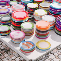 Assiette à sushi en mélamine de style japonais, colorée, en plastique poli, pour restaurant, convoyeur, assiettes rondes pour pizza et sushi
