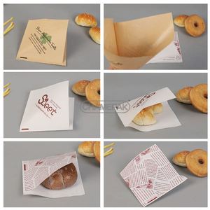 Custom Printed Double Open Pocket Oilproof GreaseProof Bread Waffle Burger Sandwich Donuts Paper <b>Bag</b> - Product Image 6