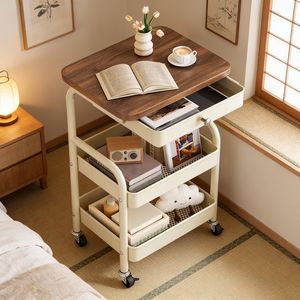 Creative Side <b>Table</b> 3 Tier Metal Top Storage Cart Movable Coffee <b>Table</b> Living Room Sofa Side <b>Table</b> - Product Image 2