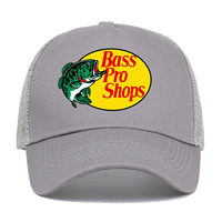 Gorra de béisbol de malla de 5 paneles de algodón puro estampada con patrón de peces tropicales, ajustable, para verano y pesca al aire libre