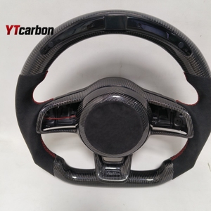 YTcarbon pour T-Roc <span class=keywords><strong>Touran</strong></span> GT GLI GTI GTD GTE <span class=keywords><strong>R</strong></span>-<span class=keywords><strong>line</strong></span> Racing Style volant en Fiber de carbone véritable personnalisé - Product Image 2