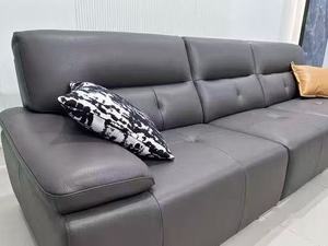 Sofá Seccional de Cuero Marrón Moderno, Asiento Profundo, Reclinable, Tapizado, de 3 Plazas, para Cine en Casa de Alta Gama - Product Image 3