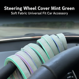 Housse de volant vert menthe en tissu doux, ajustement universel, accessoire de voiture - Product Image 3