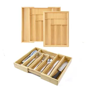 Erweiterbarer Utensilien halter Besteck ablage Teiler Besteck Lagerung Abnehmbarer Messer block Küche Bambus Besteck Schublade Organizer