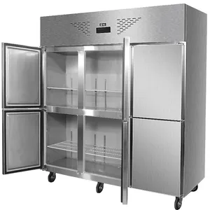 Kulkas Enam Pintu, untuk Restoran Dapur Komersial Kulkas Stainless Steel Vertikal Dapur Freezer