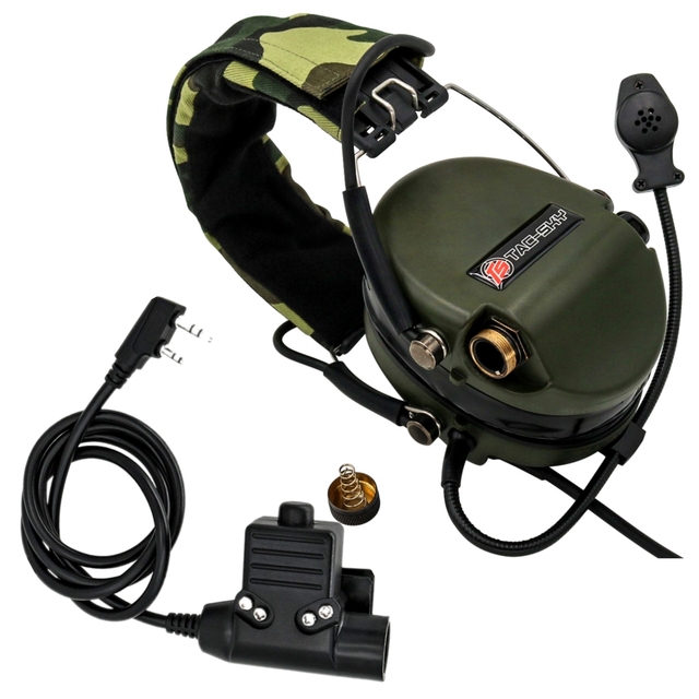 TS TAC-SKY Tactical Headset Electronic Shooting Earmuffs With U94 PTT Adapter Compatible With Uv5r Walkie Talkie for Hunting