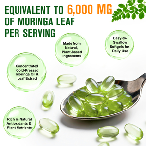 SOLOTREE ekstrak <span class=keywords><strong>Moringa</strong></span> alami non-gmo suplemen Softgel dukungan pencernaan 6000mg <span class=keywords><strong>Moringa</strong></span> hijau Superfood kapsul Softgel - Product Image 2