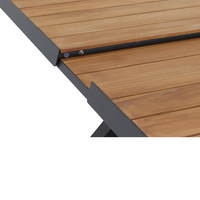AJUNION Table de luxe à cadre en métal meubles de jardin Table à manger extensible Table de table en bois de teck pieds en forme de X Table à manger d'extérieur