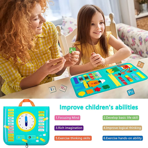 Bolsa de tablero ocupado para niños pequeños de fieltro Montessori de color ligero personalizada para el <span class=keywords><strong>desarrollo</strong></span> de inteligencia de educación temprana - Product Image 6