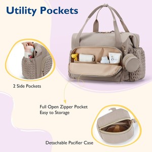 Sac à couches extra large en nylon avec poches isothermes pour biberons, sac à couches multi-poches pour bébé, pour papa, nouveau-né - Product Image 3