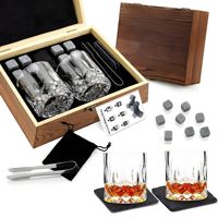 Ensemble de whisky en verre cristal torsadé personnalisé avec sous-verre en ardoise à glaçons boîte en bois outils de barre de carafe excellent coffret cadeau