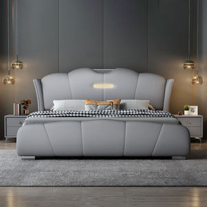 Lit King Size Moderne Capitonnée en Cuir de Luxe de Haute Qualité avec Tête de Lit Haute et Confortable, Meuble de Chambre à Coucher avec Rangement Y8 - Product Image 2