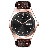 Montre à quartz minimaliste pour homme, bracelet en cuir, fenêtre de date, montre de ville élégante