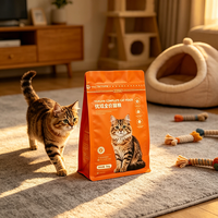 Emballage alimentaire refermable à fond carré et huit soudures, personnalisé, pour aliments pour chats et chiens, en MOPP PET PE mat, avec fermeture éclair, qualité alimentaire, résistant à l'humidité