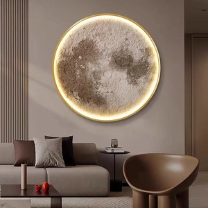 Pintura decorativa redonda de la Luna <span class=keywords><strong>para</strong></span> el vestíbulo <span class=keywords><strong>y</strong></span> la sala de estar, pintura con luz LED brillante - Product Image 4