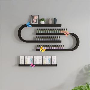 Nuevo 2025 Envío Gratis Estante de Exhibición de Arte de Uñas de Metal con Diseño Moderno, Soporte de Pared para Almacenamiento de Cosméticos para Esmalte de Uñas y Pegamento - Product Image 3