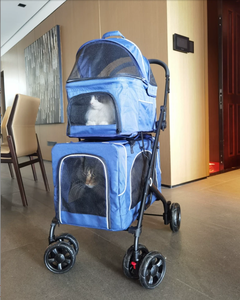 Carriola Plegable 3 en 1 para Mascotas, Ajustable y Portátil, con 2 Compartimientos Desmontables, Cinturón de Seguridad y 4 Ruedas, para Perros Pequeños/Medianos - Product Image 4