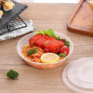 Round 750ml Disposable Lunch Box With Lid For Pasta Fruit Light Meals <b>Takeaway</b> Food <b>Container</b> Microwave Safe PP Material - Product Image 3