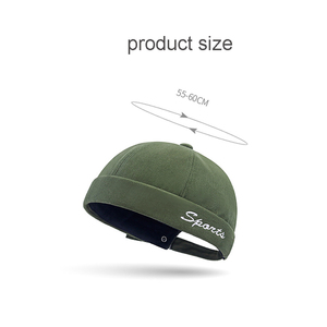 Bonnet Docker de haute qualité rétro réglable marin roulé à revers casquettes lettres personnalisées logo brodé 6 panneaux chapeaux sans bord - Product Image 3