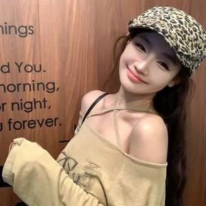 หมวกทรงแปดเหลี่ยมพิมพ์ลายเสือดาวผ้าฝ้ายสำหรับทุกเพศฤดูหนาว - Product Image 4