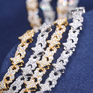 Moda Daity takı Pass elmas Tester 8mm 925 ayar gümüş VVS Moissanite buzlu Out Infinity yıldız bağlantı bilezik erkekler için - Product Image 5