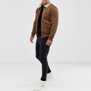 Veste d'hiver en velours côtelé pour homme avec doublure et col en fausse fourrure - Product Image 4