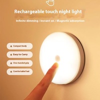 Lámpara de Noche LED de Pared con Tacto Humano, Luz Blanca Cálida, Regulable, Material ABS, Mini, Alimentación por Pilas AAA, Control Táctil