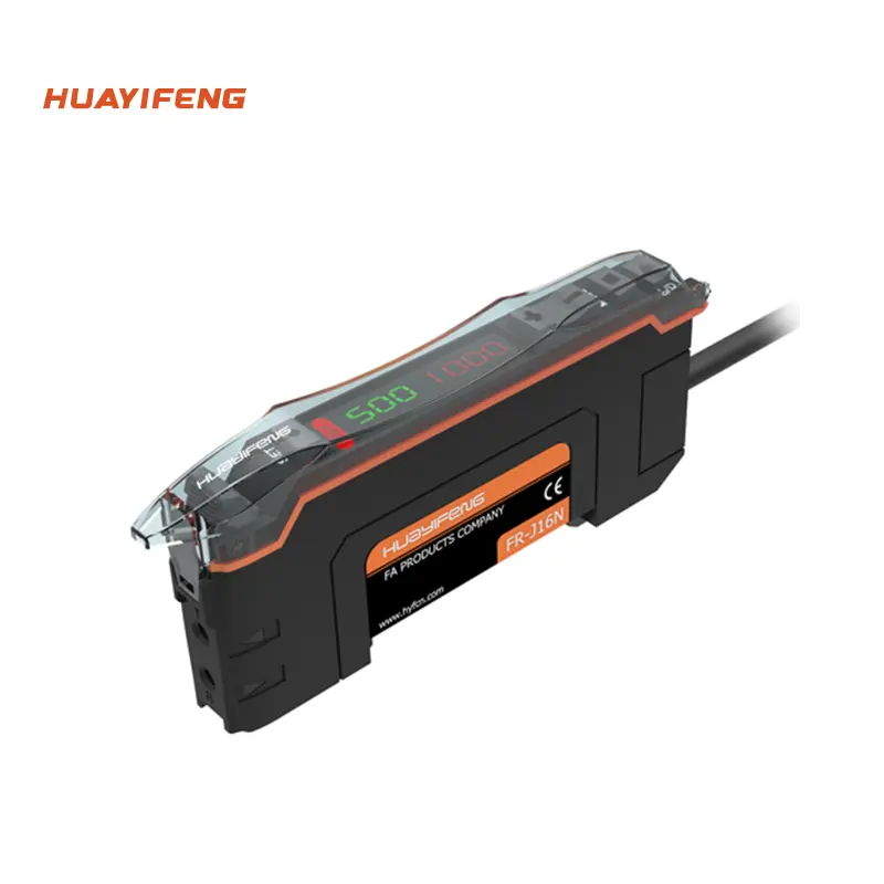 Huayifeng 디지털 디스플레이 광섬유 센서 NPN + PNP NO/NC DC 12V 24V 적색광 광섬유 증폭기