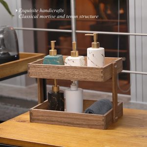 Estante de almacenamiento de madera de 2 niveles, organizador de escritorio para artículos de baño, hogar, oficina, mesa de maquillaje, cocina, sala de estar - Product Image 3