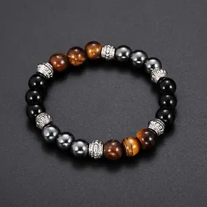 Natural stone 8mm Tiger Eye beads Hematite Black Onyx Bracelets for Men Gemstone Crystal Beads Energy Healing Bracelet