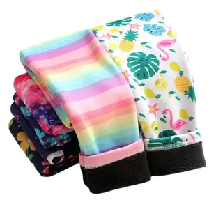 Custom Girls Winter Fleece Lined Leggings Warm Kids Pants 92%Polyester 8%Spandex Thermal Leggings Wholesale