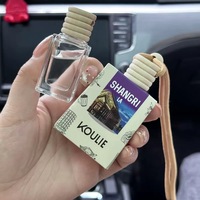 Flacon de parfum liquide de luxe en gros de 10 ml pour voiture, diffuseur d'air suspendu en verre carré avec logo personnalisé, Zhejiang