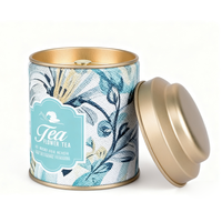 Boîte à thé vintage en métal vide avec couvercle, motif floral rose à pois, cylindrique, vente en gros, directement de l'usine, approvisionnement en vrac