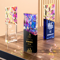 Trophée en cristal souvenir JINZUN, nouveau design, avec plaque de récompense en verre cristal transparent