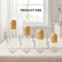 Vente en gros de flacons à bille en verre transparent pour huiles essentielles et parfums, mignons, de 1 ml, 2 ml, 3 ml, 5 ml, avec couvercle en bois grainé