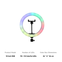 Prix Usine de Gros Lampe Annulaire LED Photographique Arc-en-Ciel RGB Dimmable pour Streaming en Direct et Maquillage, Tailles 8 10 12 14 18 Pouces