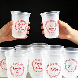 Vaso de Plástico PP Esmerilado de 8oz con Logotipo Personalizado para Bodas, Vasos Desechables Transparentes de 14oz, 16oz y 24oz para Smoothies, Té con Leche, Eventos y Catering - Product Image 1